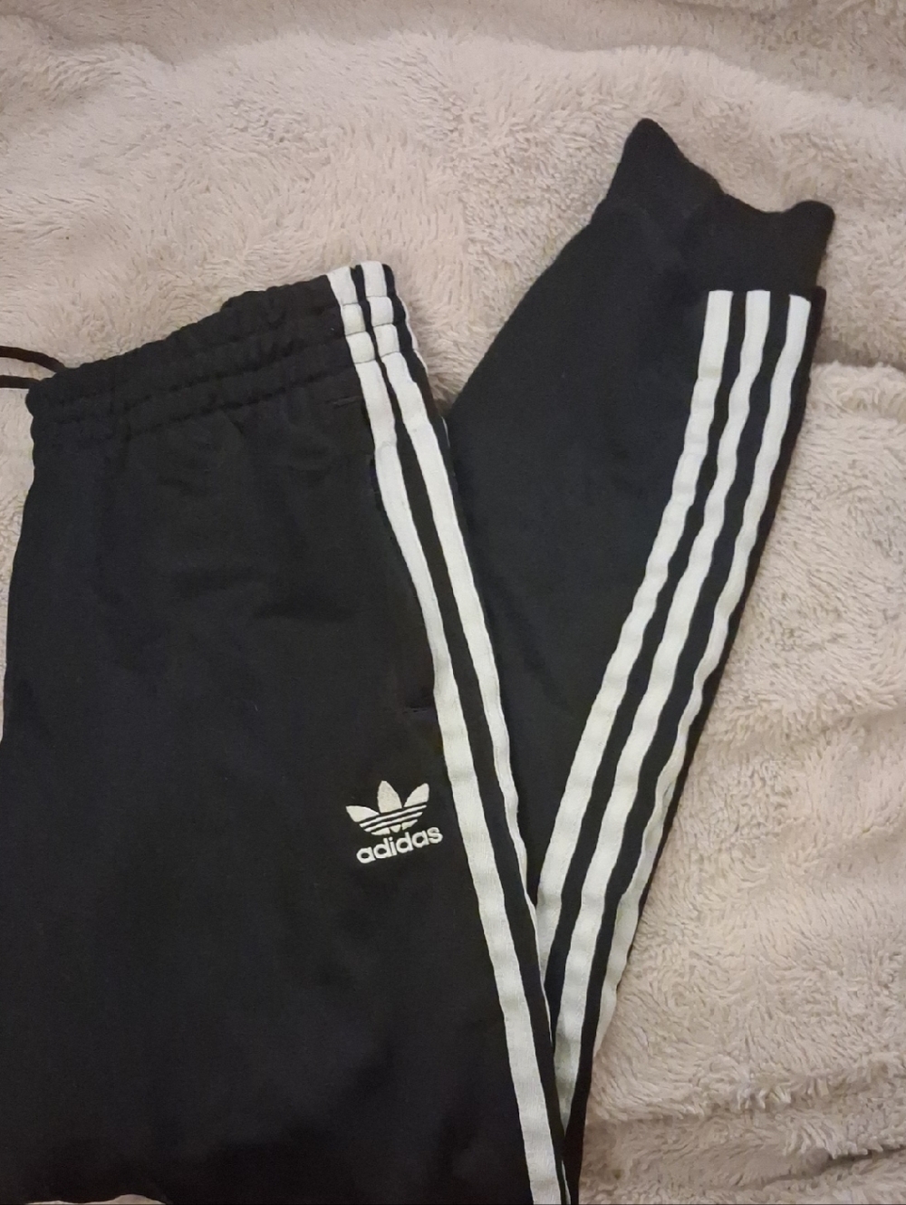 Adidas Black Joggers with White 3‑Stripe Detailing